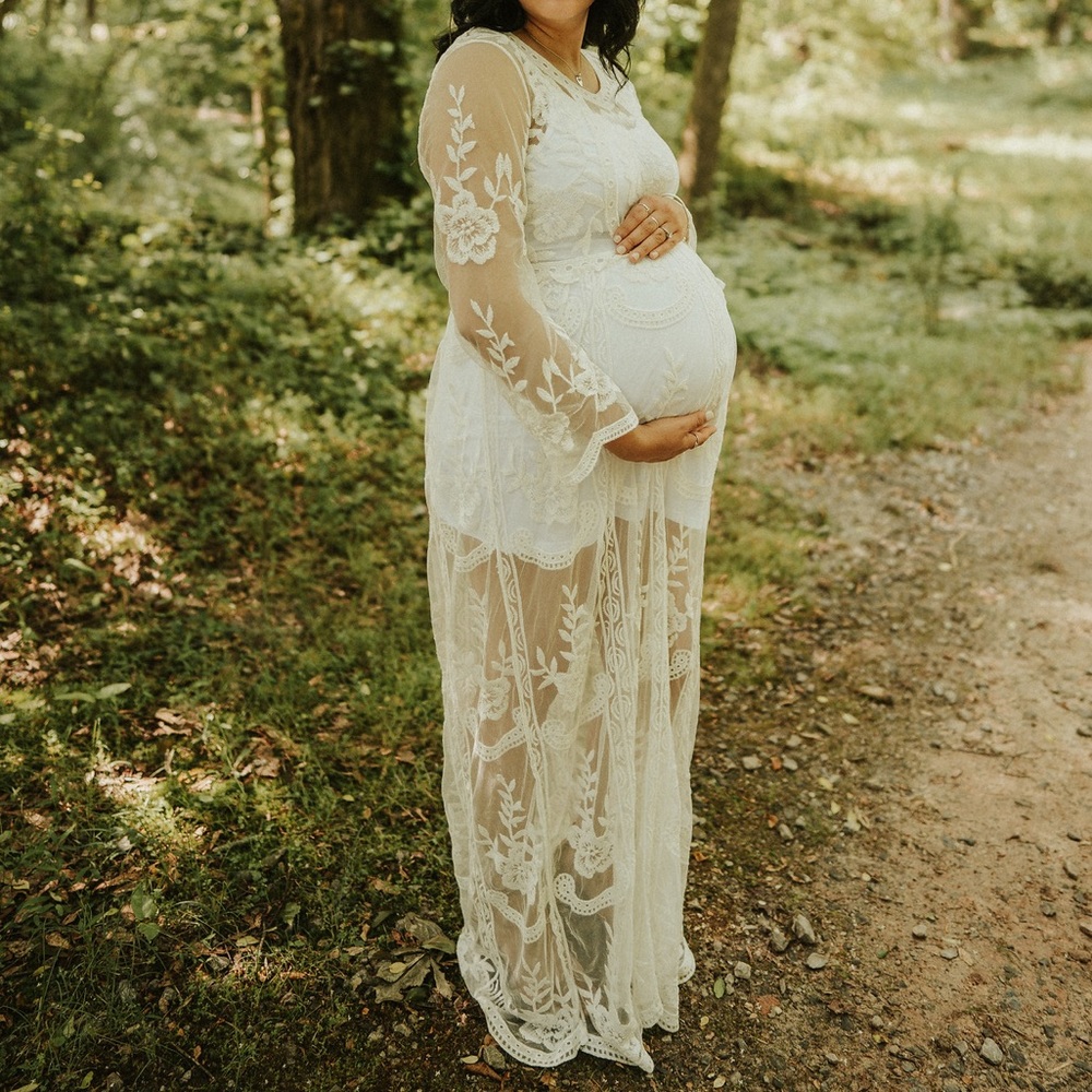 White Lace Maternity Gown